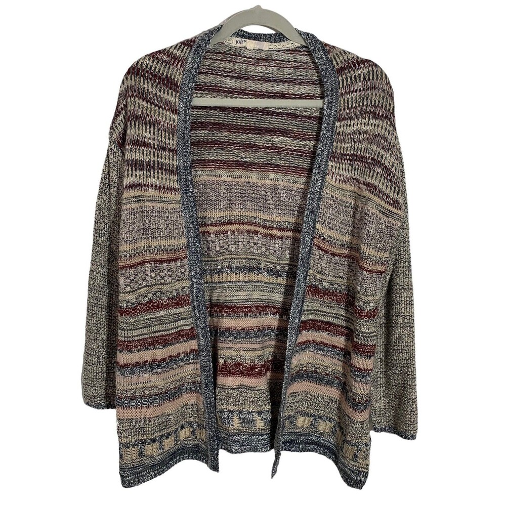 Jolt Women's Size Medium Boho Multicolor Loose Knit Open Front Cardigan
